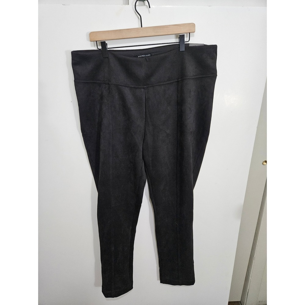 Andrew Marc Black Faux Suede Leggings XXL NWT Wide Waistband Stretch Pants